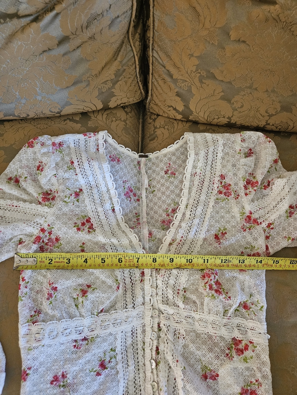 NWOT Free People White/Pink Floral LaceCrop Top - Picture 11 of 17